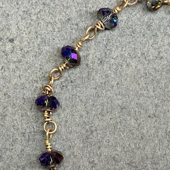 Iridescent Faceted Toggle Bracelet 7.5 In Silver Chain Blue Purple Green Beads - Picture 4 of 6
